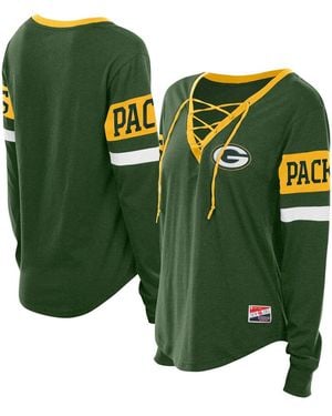 KTZ Bay Packers Throwback Lace-up Long-sleeve T-shirt - Green