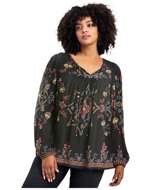 Avenue Plus Size Suli Bell Sleeve Top - Black