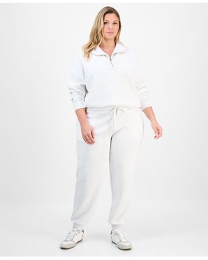 And Now This Trendy Plus Size Cozy Scuba Drawstring jogger Pants - White