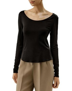 LILYSILK Scoop-neck Pure Silk Slim Fit Top - Black