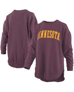 Pressbox Minnesota Golden Gophers Melange Poncho Vintage Fleece Long Sleeve Pullover Sweatshirt - Purple
