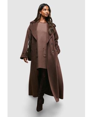Oasis Cuff Detail Belted Coat - Brown