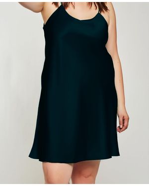 iCollection Plus Size Ultra Soft Satin Chemise Lingerie - Black