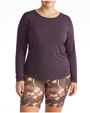 UNIVERSAL STANDARD Plus Size Mia Long-sleeve Crewneck T-shirt - Purple