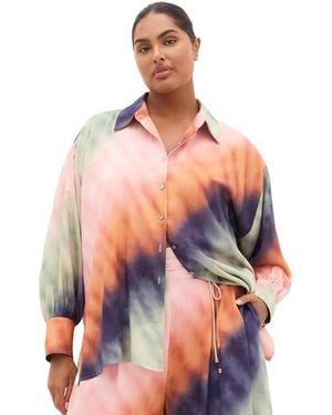 City Chic Plus Size Print Shirt - White