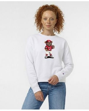 Champion Georgia Bulldogs Teddy Bear Dropped-shoulder Sweatshirt - White