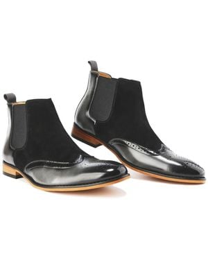 Gino Vitale Wingtip Brogue Two-tone Chelsea Boots - Black