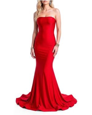 Jessica Angel Strapless Mermaid Satin Evening Gown - Red