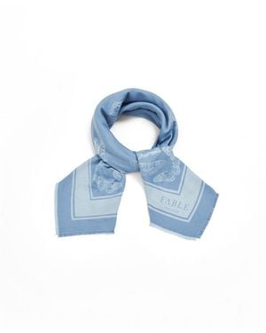 Fable England Butterfly Jacquard Square Scarf - Blue