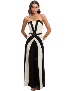 Karen Millen Block Bandeau Jumpsuit - White