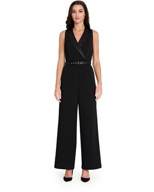Tahari Petite Halter Tuxedo Jumpsuit - Black