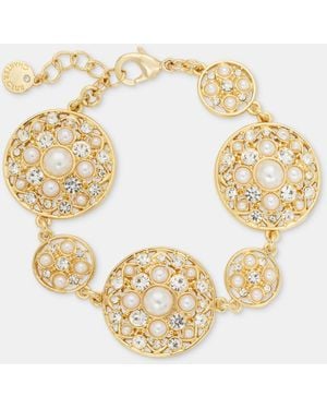 Charter Club Faux Pearl And Glass Flex Bracelet - Metallic
