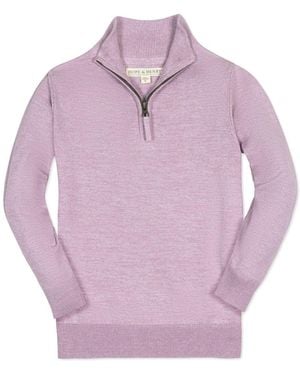 Hope & Henry Boys Organic Long Sleeve Fine Gauge Half Zip Pullover Sweater - Purple