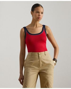 Ralph Lauren Two-tone Scoop Neck Sweater Tank Top - Red