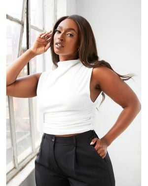 Rebdolls Plus Size High Neck Full Length Top - White