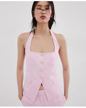 Mango Linen Suit Vest - Pink