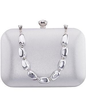 Nina Kaela Metallic Beaded Mini Handle Clutch Handbag - Gray