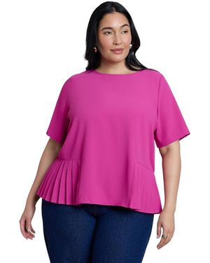Eloquii Plus Size Pleated Hem Top - Pink