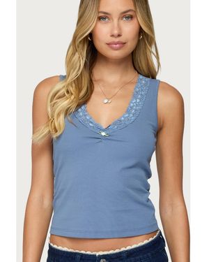 Edikted Dionne Lacey Tank Top - Blue