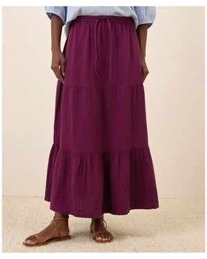 Pact Organic Cotton Coastal Double Gauze Tiered Maxi Skirt - Purple