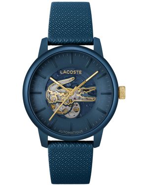 Lacoste L.12.12 Automatique Leather Strap Watch 44mm - Blue