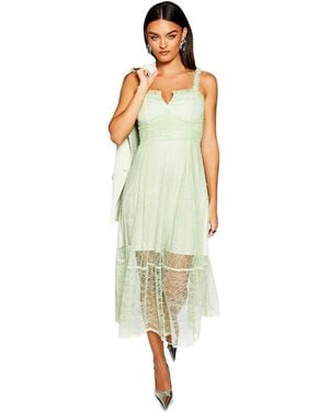Warehouse Runway Lace Detail Maxi Dress - Green