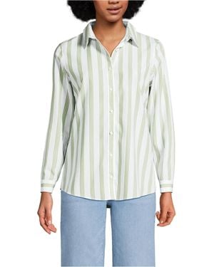 Lands' End Petite No Iron Button Front Shirt - White