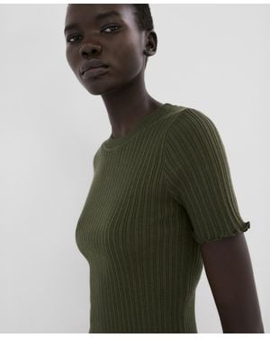 Mango Ribbed Knit T-shirt - Green