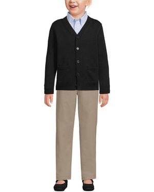 Lands' End Girls School Uniform Legacy Varsity Cardigan - Black