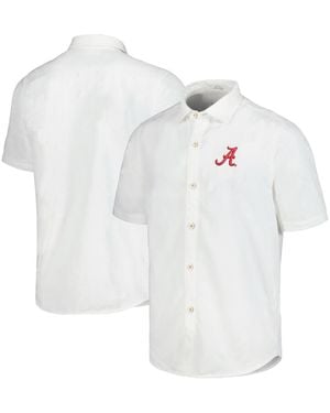 Tommy Bahama Alabama Crimson Tide Coconut Point Palm Vista Islandzone Camp Button-up Shirt - White