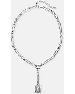 On 34th Crystal Charm Lariat Necklace - White
