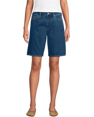 Lands' End Lightweight Denim Mid Rise 10" Shorts - Blue