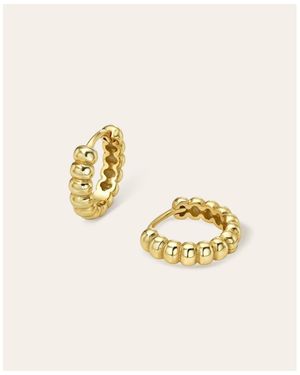 Zoe Lev Thick Beaded huggie Earrings - Metallic