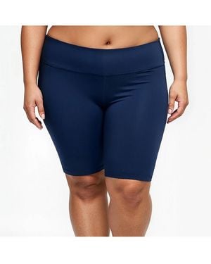 Calypsa Plus Size Long Bike Swim Shorts - Blue