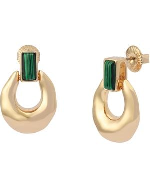 Robert Lee Morris Malachite Molten Doorknocker Earrings - Metallic