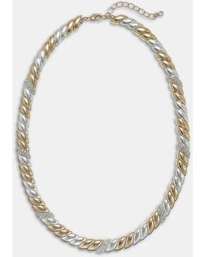 On 34th Crystal Stone Two-tone Necklace - Metallic