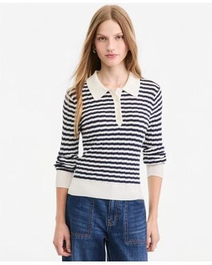 On 34th Lightweight Long Sleeve Ribbed Polo Sweater - White