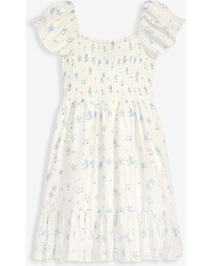 With Jules Big Girls Short-sleeve Smocked-bodice Dress - White
