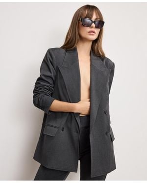 GOOD AMERICAN Double-breasted Oversized Blazer - Gray