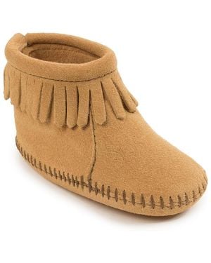 Minnetonka Baby Suede Back Flap Booties - Natural