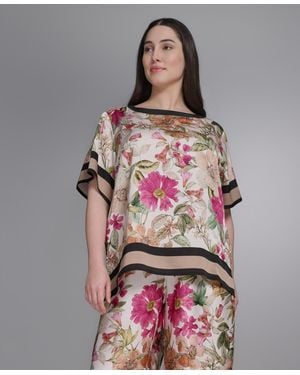 KARL LAGERFELD Plus Size Printed Boat Neck Top - Multicolor