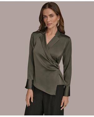 Donna Karan Long-sleeve Collared Blouse - Green