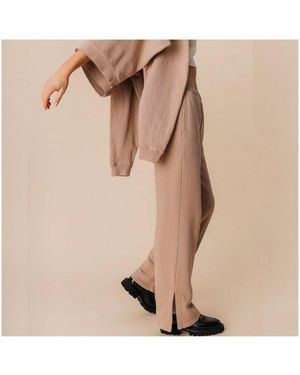 Ocio Plus Size Organic Cotton Teddy Flare Pant Special - Natural