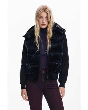 Desigual Shiny Convertible Padded Jacket - Blue