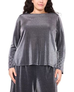 Msk Plus Size Long-sleeve Rhinestone Top - Gray