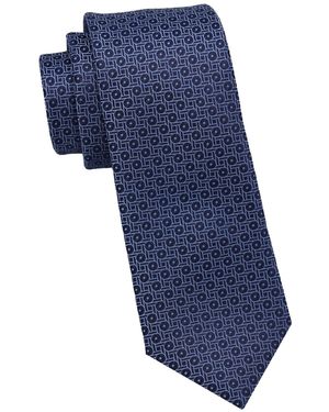 DKNY Geo Neat Geometric Pattern Slim Tie - Blue