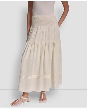 DKNY Smocked-waist Tiered Maxi Skirt - Natural