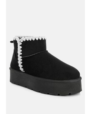 LONDON RAG Rochas Scalloped Detail Snow Boots - Black