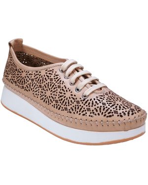 Cools 21 Sarto Perforated Leather Lace Up Platform Sneakers - Pink