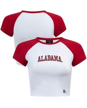 Hype and Vice White/crimson Alabama Crimson Tide Homerun Cropped Raglan T-shirt - Red